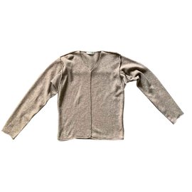 Issey Miyake-Suéter 100% lana beige taupe marrón Tamaño S-Beige,Gris pardo