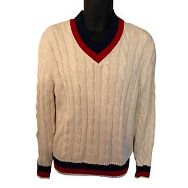 Hackett London Pullover Rot Roh Marineblau