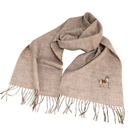 Autre Marque AC Canova Écharpe 100% Wool maroon beige embroidered horse Beige Grey