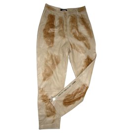 Just Cavalli-Pantaloni di pelle-Marrone,Beige