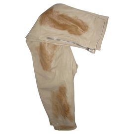 Just Cavalli-Leather trousers-Brown,Beige