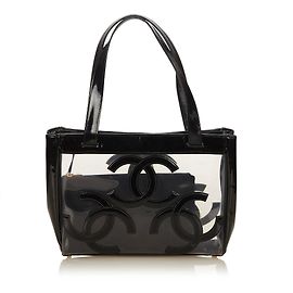 Chanel Sac cabas en vinyle transparent Noir