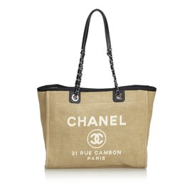 Chanel-Kleine Deauville-Tasche-Braun,Schwarz,Beige