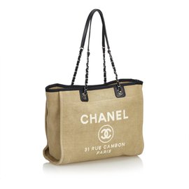 Chanel-Petit cabas Deauville-Marron,Noir,Beige