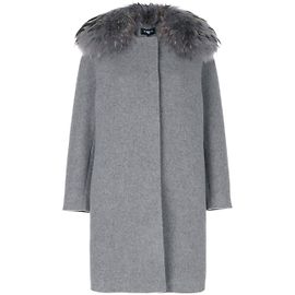 Abrigo PAULE KA COLLAR PIEL PERLA GRIS Gris