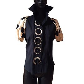 Camicetta Antonio Marras in cotone nero e bianco sporco Nero