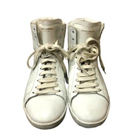 Saint Laurent-Hi top trainers-White