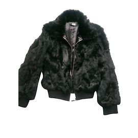 Autre Marque Rabbit fur jacket black size 42 Black