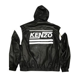 Kenzo-KENZO leather 100% jacket brend new-Black,White