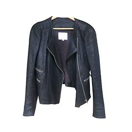 Chaqueta de cuero Maje Austral negra Negro