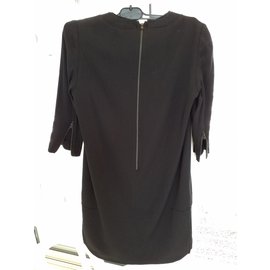 The Kooples-Beautiful dress bi material leather and viscose-Black