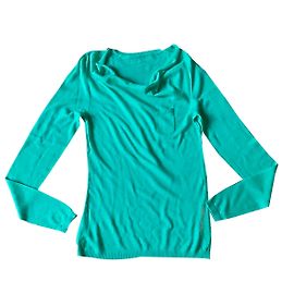 Adolfo Dominguez Feiner grüner Chlorophyll-Pullover mit Kapuze-Ausschnitt Größe S oder XS Hellgrün Türkis