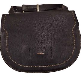 Furla leather shoulder bag and pouch Black