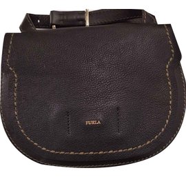 Furla-leather shoulder bag and pouch-Black