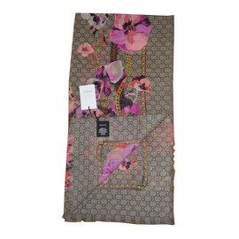 Gucci-GUCCI SCARF NEW FUCSIA / BEIGE-Bege,Outro