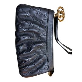 Gucci GG Clutch Bag Black Leather Black