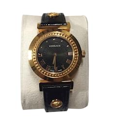 Versace-Versace Vanity relógio preto das mulheres-Preto,Dourado