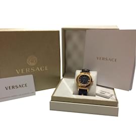Versace-Versace Vanity relógio preto das mulheres-Preto,Dourado