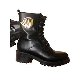 Botines de cuero negro Chiara Ferragni Negro