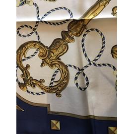 Hermès-Scarve-Blue,Beige,Yellow