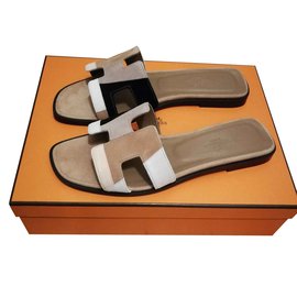 Hermès-Hermès sandales Oran-Multicolore,Beige