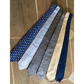Autre Marque-6 new silk ties (5 woven and 1 printed)-Blue,Beige,Grey