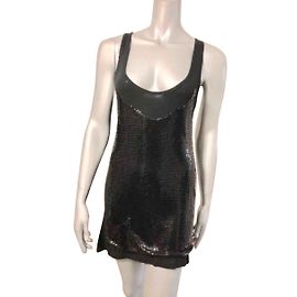 Autre Marque Amor and Spyche Ärmelloses schwarzes Tunika Kleid mit Perlen Schwarz