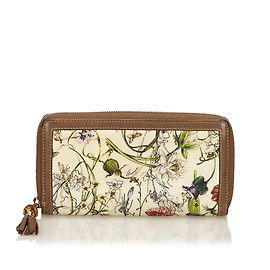 Gucci Monedero Largo De Bambú Flora Blanco Multicolor Crudo