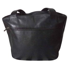 Longchamp-Sacchetto di mano in pelle-Nero