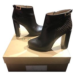 Autre Marque Botines Unisa Salva de cuero marrón oscuro Marrón oscuro