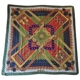 Hermès ampla cashmere e xaile de seda Multicor