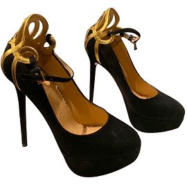 Charlotte Olympia Pumps aus schwarzem Hirschleder Größe 35 Schwarz
