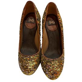 D&G Golden Leather Heels Golden