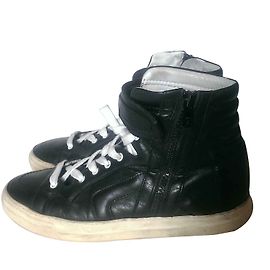Pierre Hardy Black Leather High Top Sneakers Black
