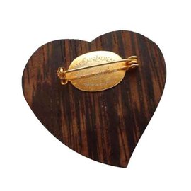 Yves Saint Laurent-exotic wood heart brooch Yves Saint Laurent-Brown