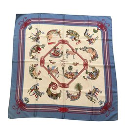 Hermès Sciarpe di seta Blu chiaro