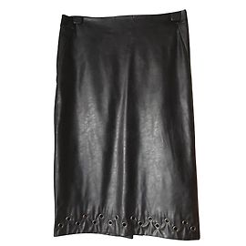 Autre Marque Black Imitation Leather Pencil Skirt Black