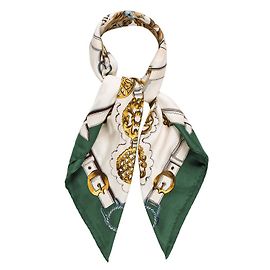 Hermès Cuadrado de seda hermes de latón Verde