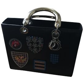 Christian Dior Lady Dior Sac à main en cuir noir Noir