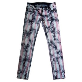 Vaqueros a rayas de Balmain Blanco Roja Azul