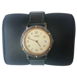 Hermès-Clipper-Silvery,Green,Olive green,Dark green