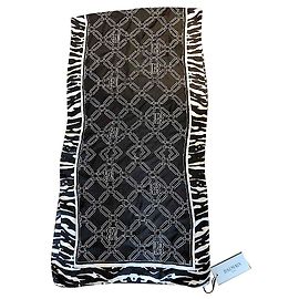 BALMAIN PARIS NEW SILK SCARF Black White