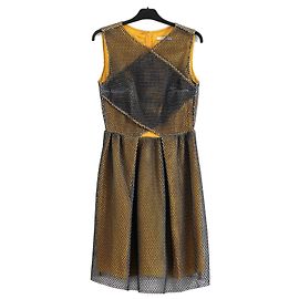 Carven Mesh-Waben-Kleid Schwarz Golden