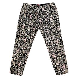 Msgm Pantalon en brocart à fleurs Noir Rose Doré Vert