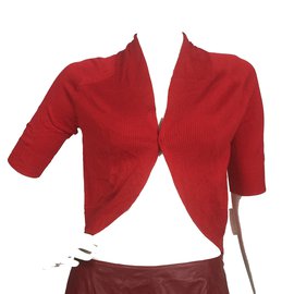 Calvin Klein-Red silk blend knit shrug-Red