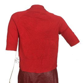 Calvin Klein-Red silk blend knit shrug-Red