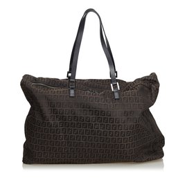 Fendi-Zucchino Jacquard Travel Bag-Brown,Black,Dark brown