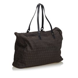 Fendi-Zucchino Jacquard Travel Bag-Brown,Black,Dark brown