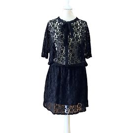 American Retro Julia Kleid aus schwarzer Spitze Schwarz