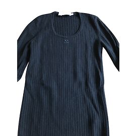 Courreges Suéter de lana Courrèges negro acanalado Negro